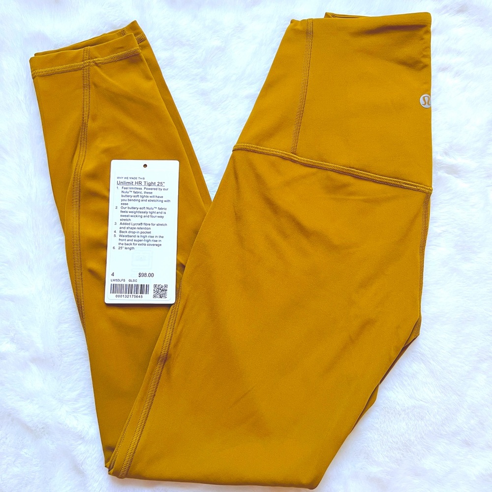 Lululemon Unlimit High Rise Tight 25" Gold Spice Sz 4